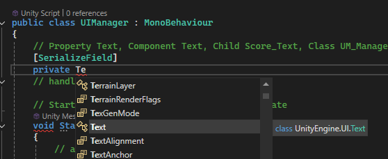 UI property Text tip